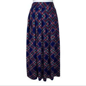 Vintage Pleated Diagonal Plaid Skirt Size Small